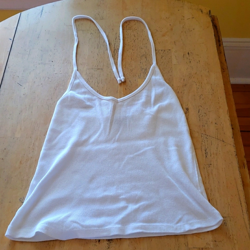 Tie cropped white tank